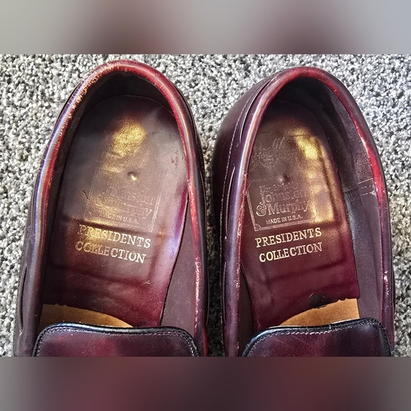 JOHNSON & MURPHY ARISTOCRATS ALL LEATHER DARK BURGUNDY SLIP ON Mens Size 8 - Picture 9 of 11